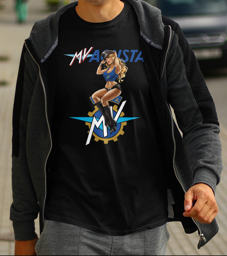 Mv Agusta Motorcycle Pin-Up Girl Graphic Dh T-Shirt