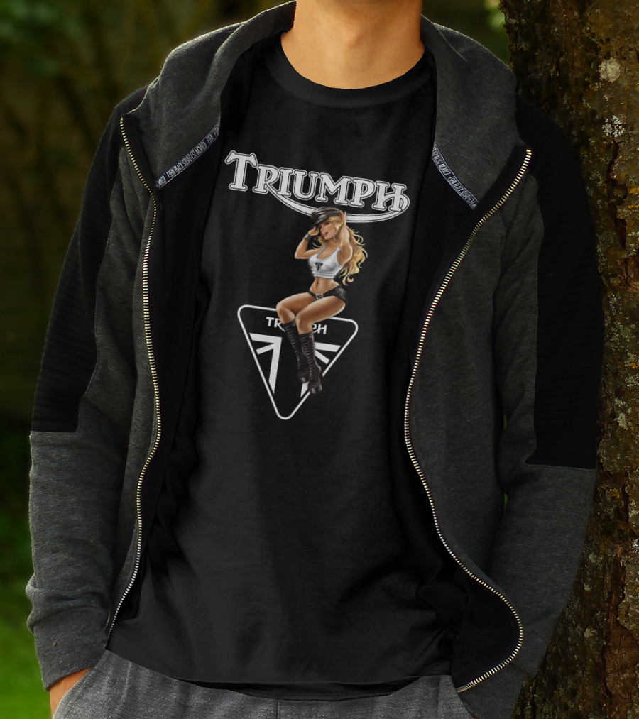 Triumph Dh 20 Logo With Pin-Up Model Motif T-Shirt