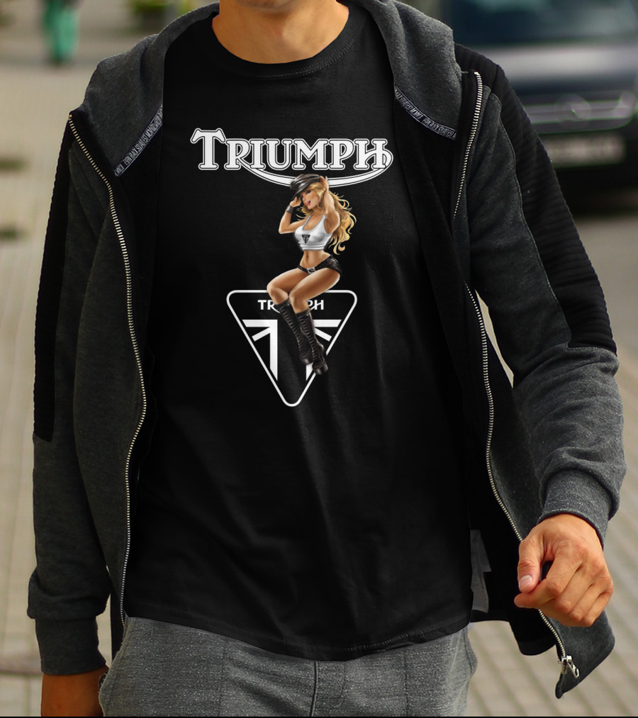 Triumph Dh 20 Logo With Pin-Up Model Motif T-Shirt