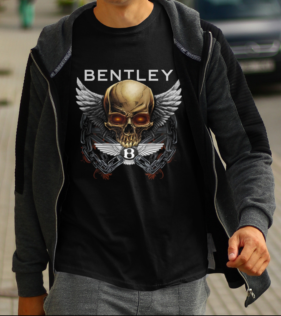 Bentley Skull Wings Chains Emblem Bold Design Dh T-Shirt