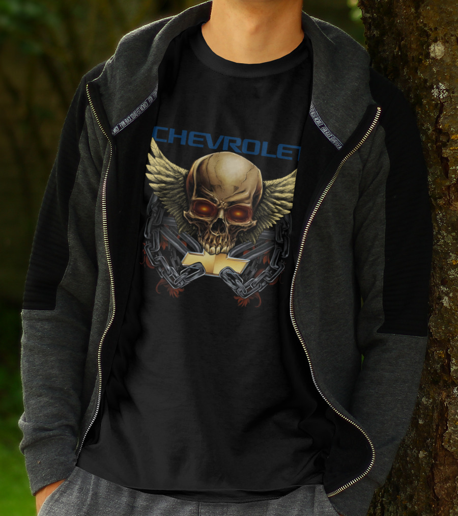 Chevrolet Winged Skull With Chains And Chevrolet T-Shirt