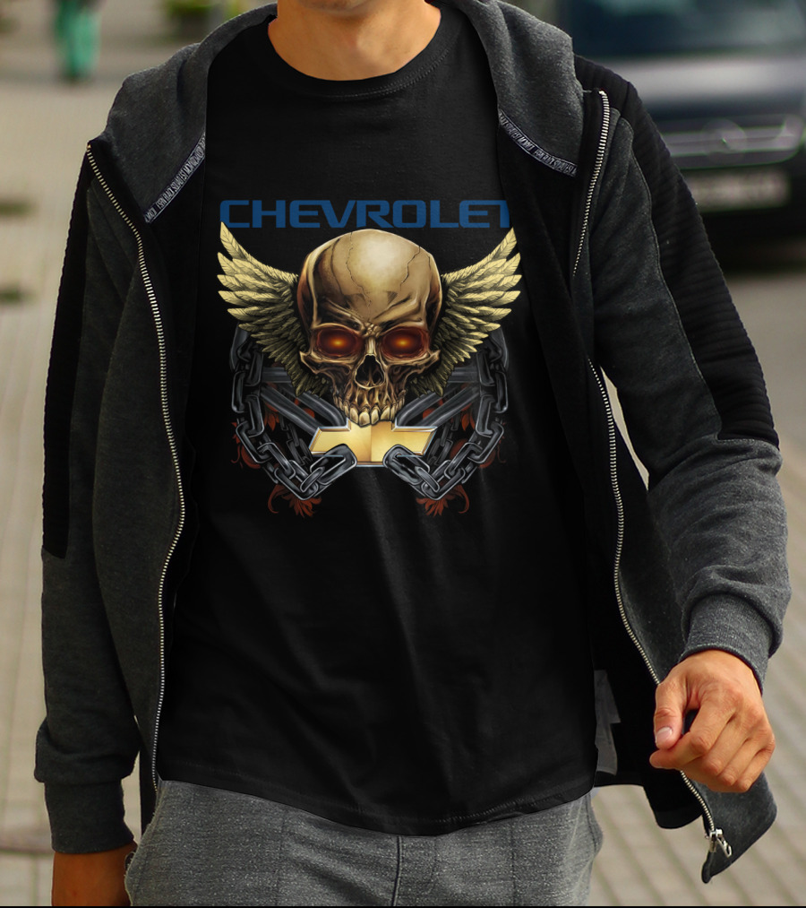 Chevrolet Winged Skull With Chains And Chevrolet T-Shirt