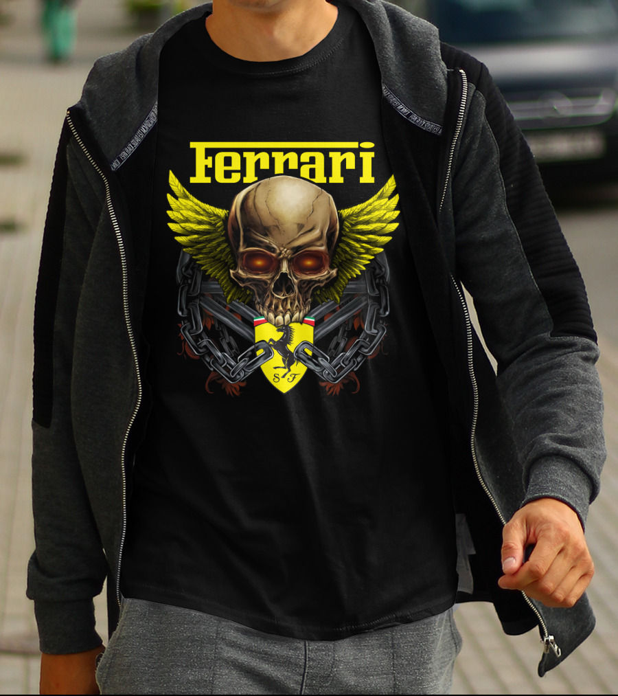 Ferrari Dh 22 Skull Wings Chains Sf T-Shirt