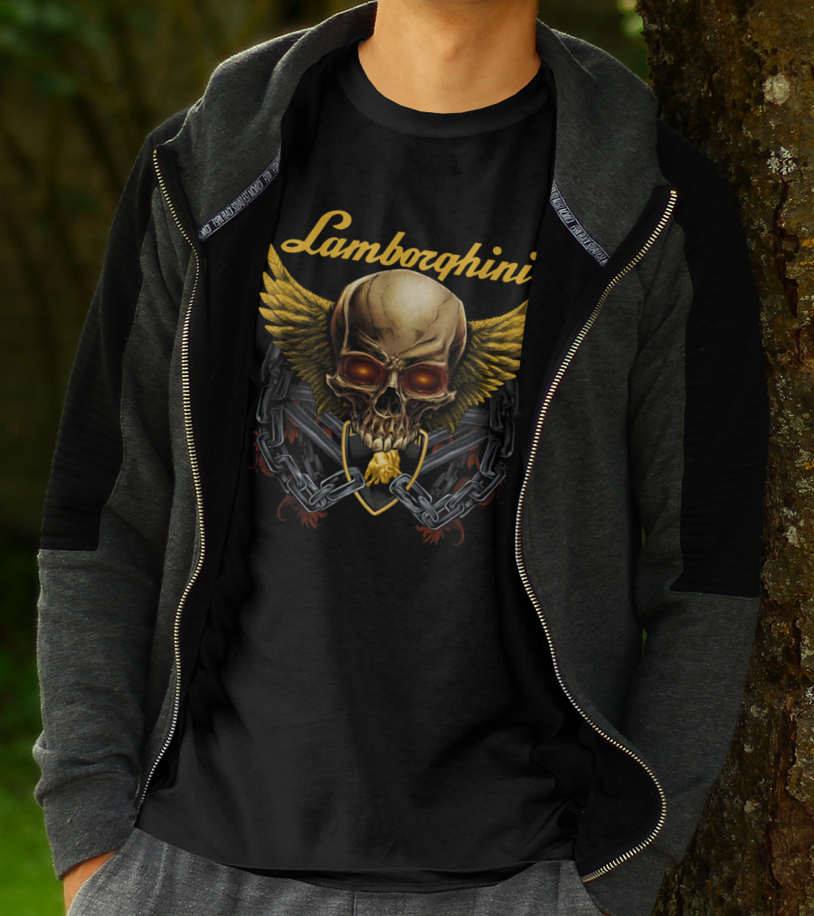 Lamborghini Skull Wings Chains Emblem Dh T-Shirt