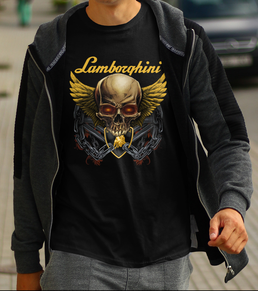 Lamborghini Skull Wings Chains Emblem Dh T-Shirt