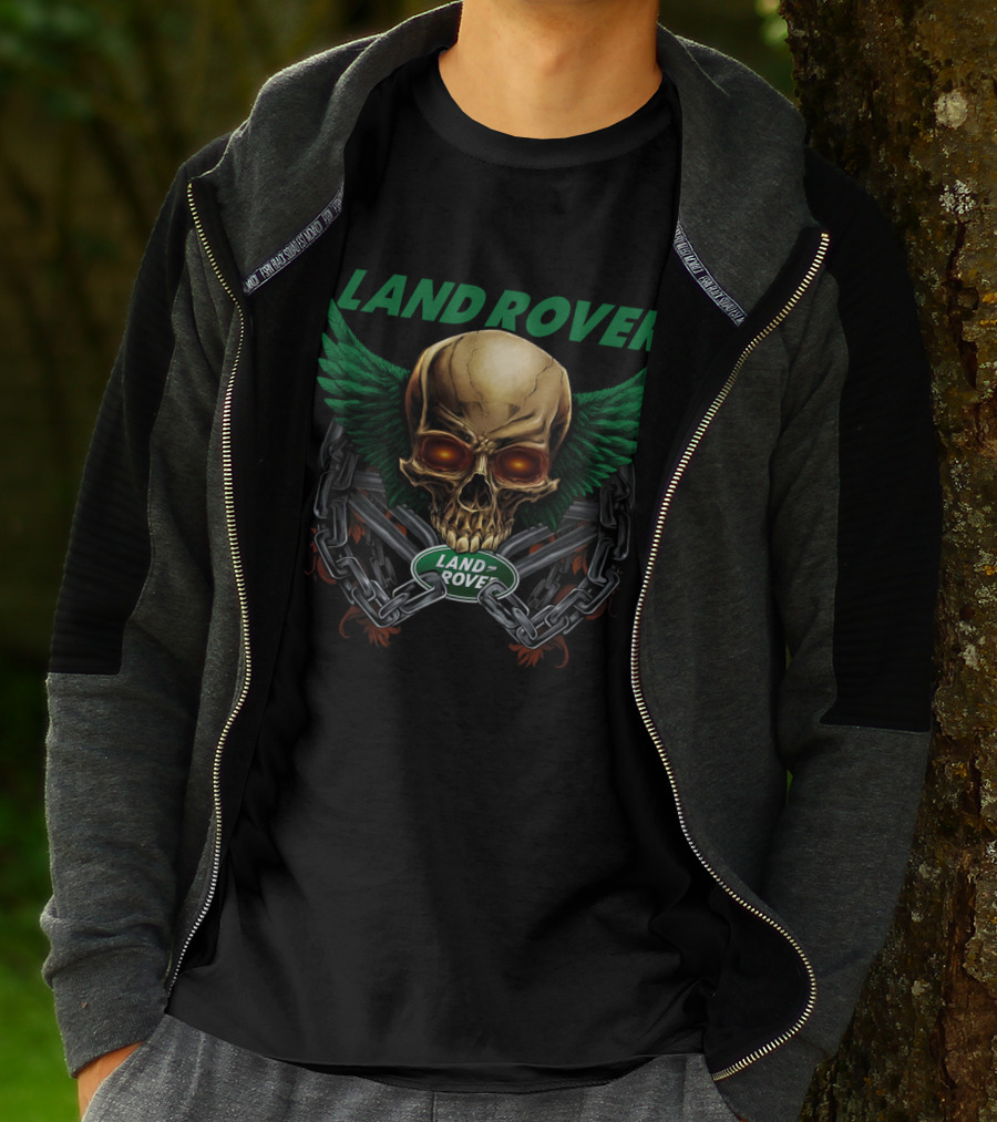 Land Rover Skull With Green Wings And Chains T-Shirt