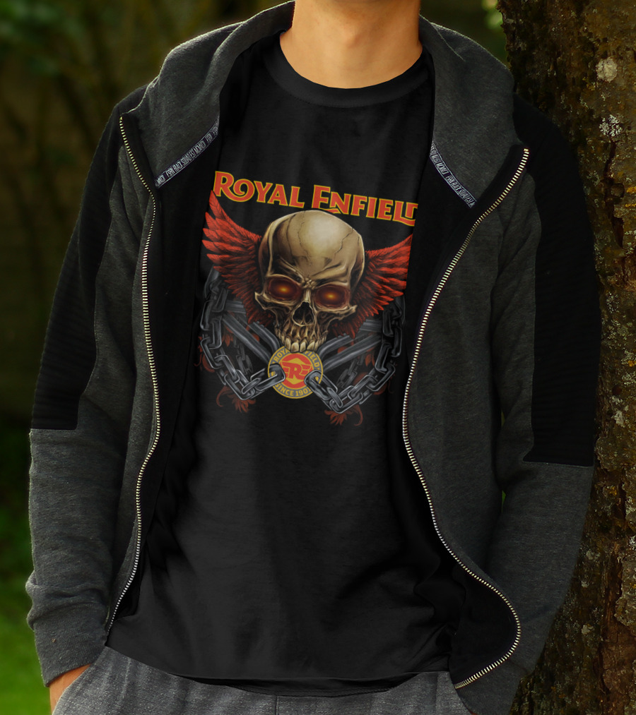 Royal Enfield Skull With Red Wings And Chains Since 1901 T-Shirt