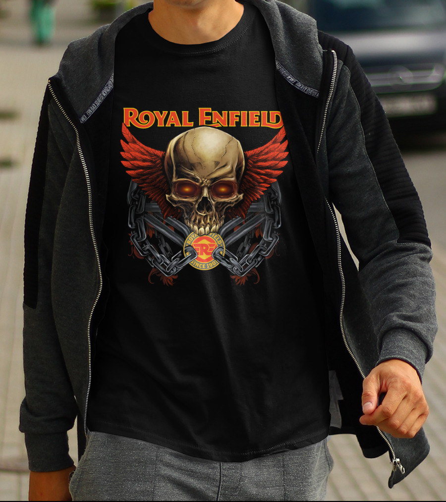 Royal Enfield Skull With Red Wings And Chains Since 1901 T-Shirt