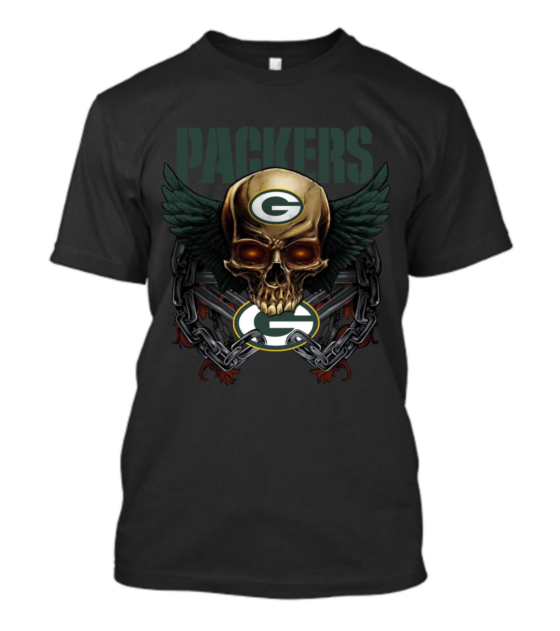 Packers Skull With Wings And Chains Nflgbp Dh T-Shirt