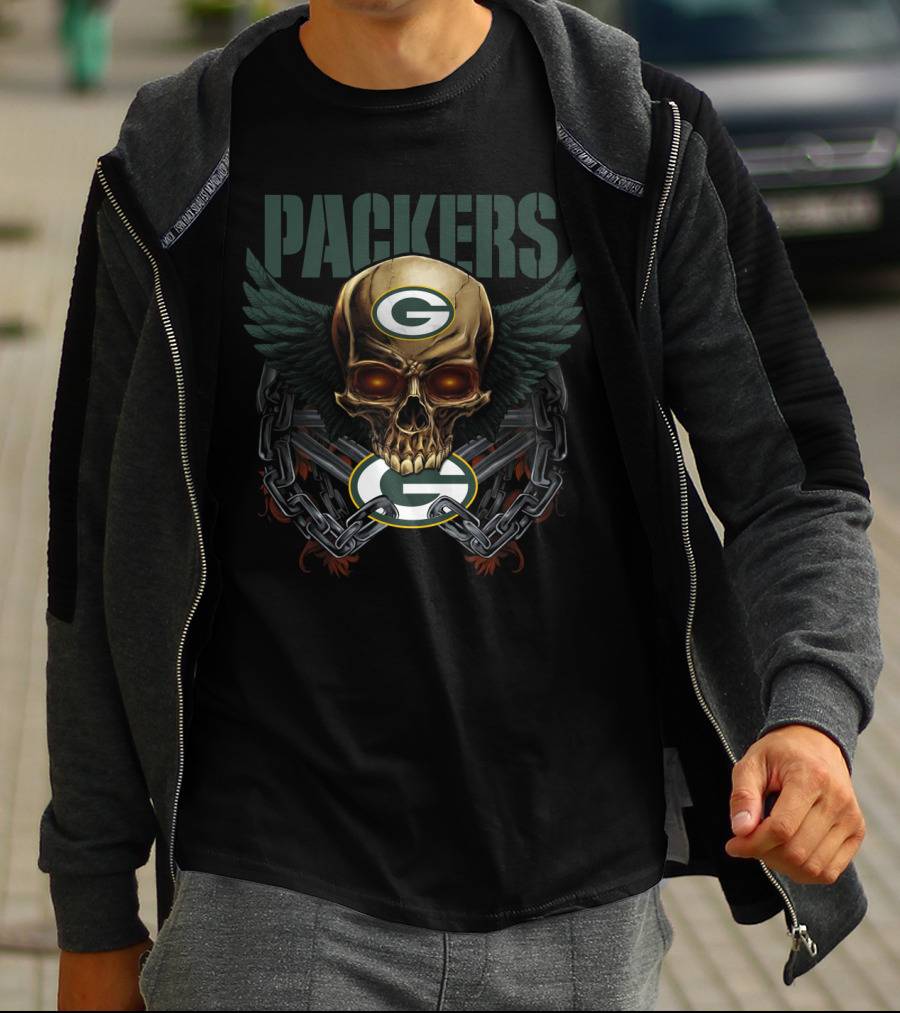 Packers Skull With Wings And Chains Nflgbp Dh T-Shirt