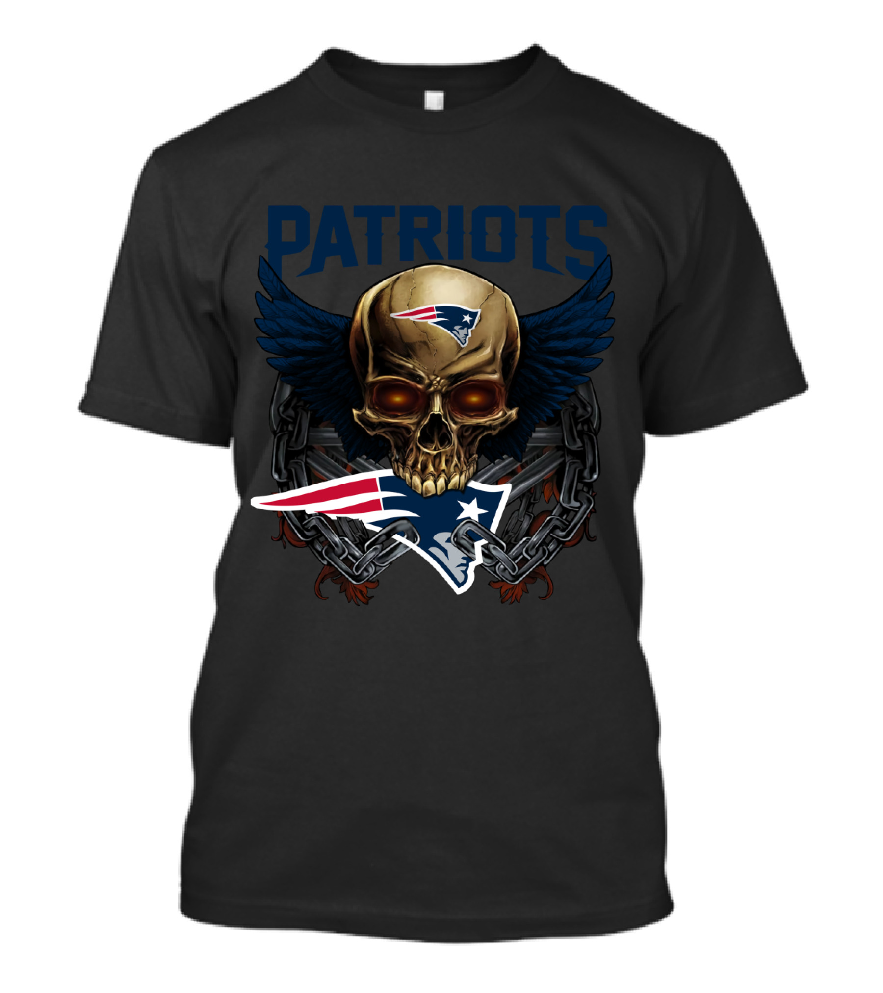 Patriots Skull With Wings And Chains Nfl New England Patriots T-Shirt