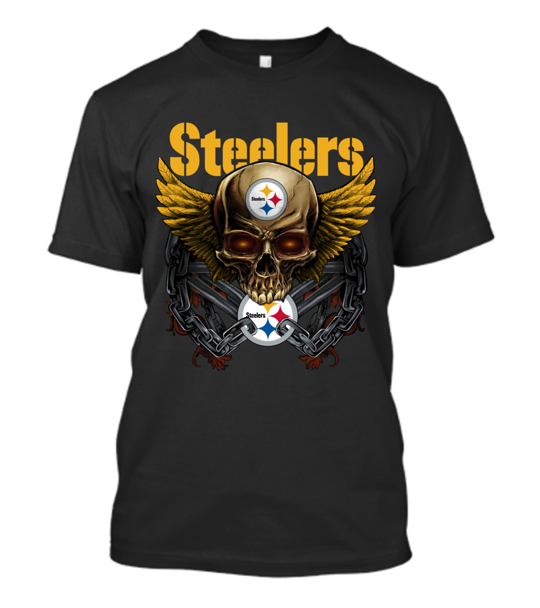 Steelers Skull Wings Chain T-Shirt