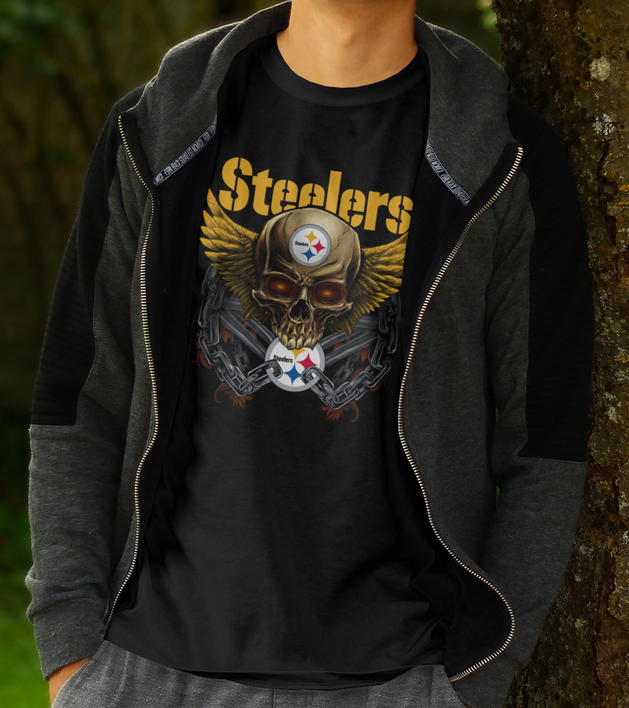 Steelers Skull Wings Chain T-Shirt