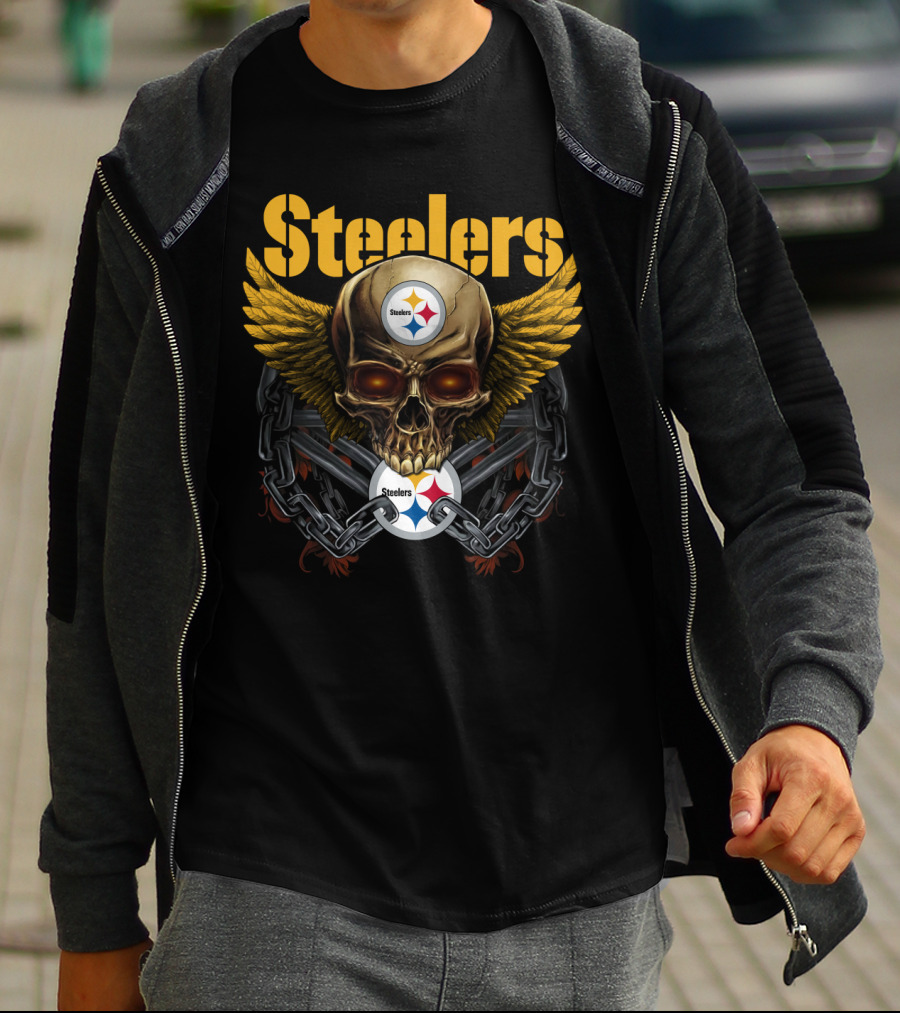 Steelers Skull Wings Chain T-Shirt