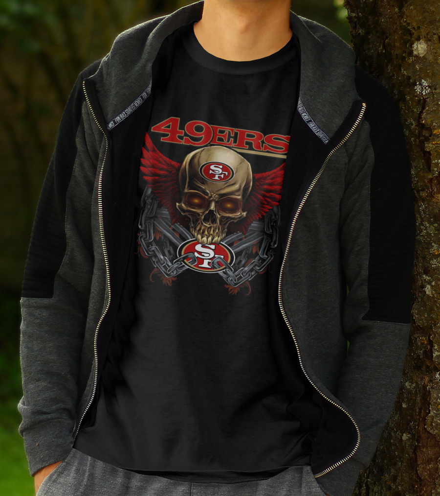 49ers Sf Skull With Wings And Chains Nfl Sf49ers T-Shirt