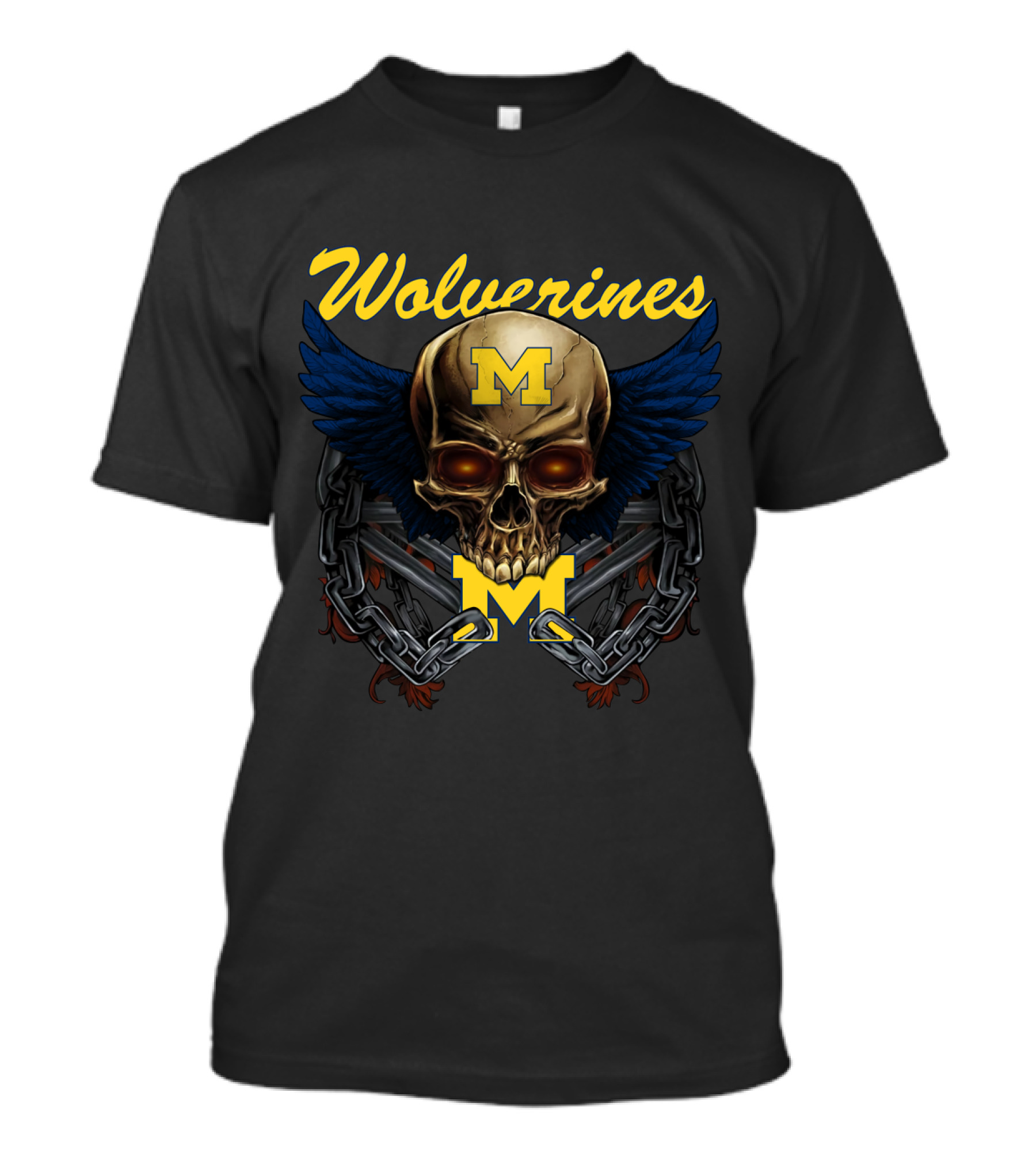 Wolverines M Skull Wings Chains T-Shirt
