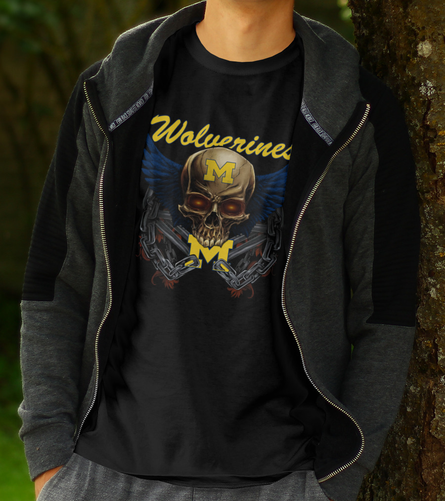 Wolverines M Skull Wings Chains T-Shirt