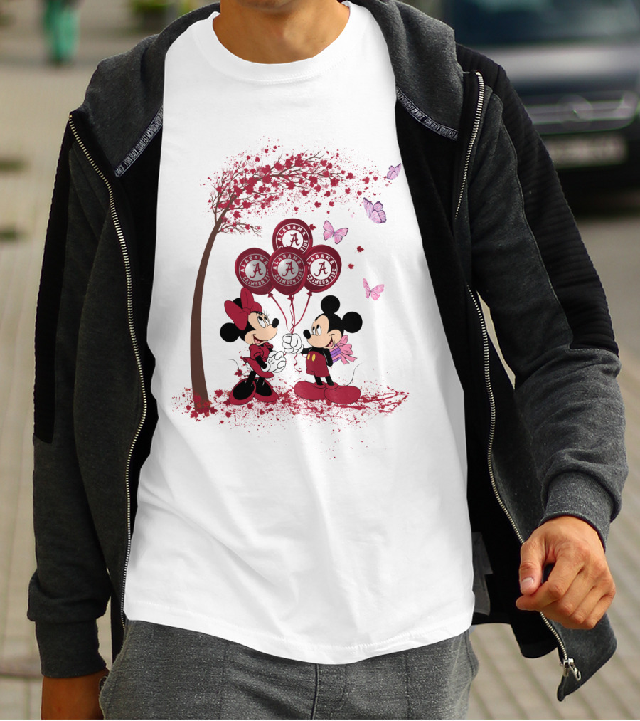 Ncaa Alabama Crimson Tide Minnie And Mickey Balloons T-Shirt