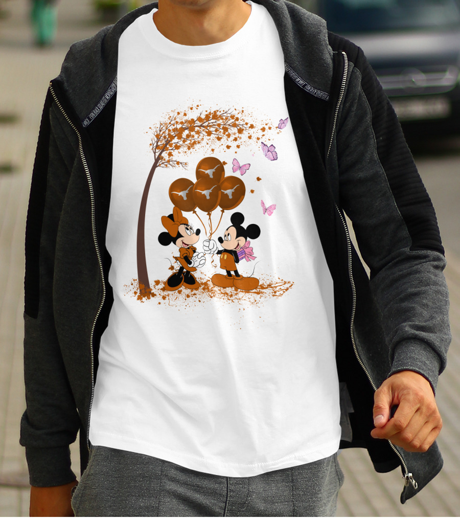 Ncaa Texas Longhorns Mickey Minnie Balloons T-Shirt