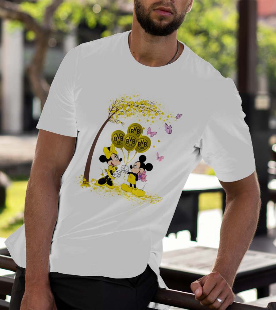Borussia Dortmund BVB 09 Mickey And Minnie Balloons Bundesliga T-Shirt