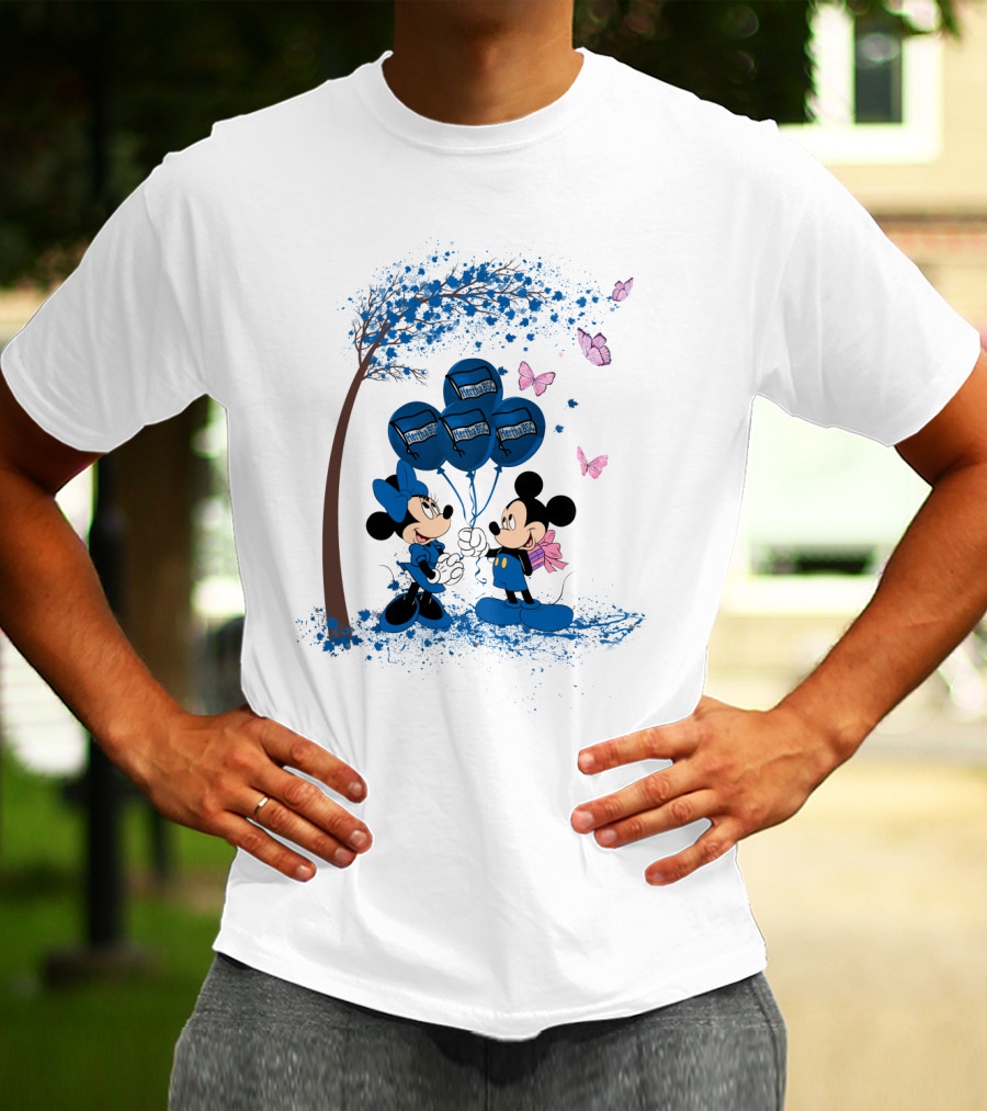 Hertha BSC Mickey And Minnie Tree Balloons Butterfly Scene T-Shirt