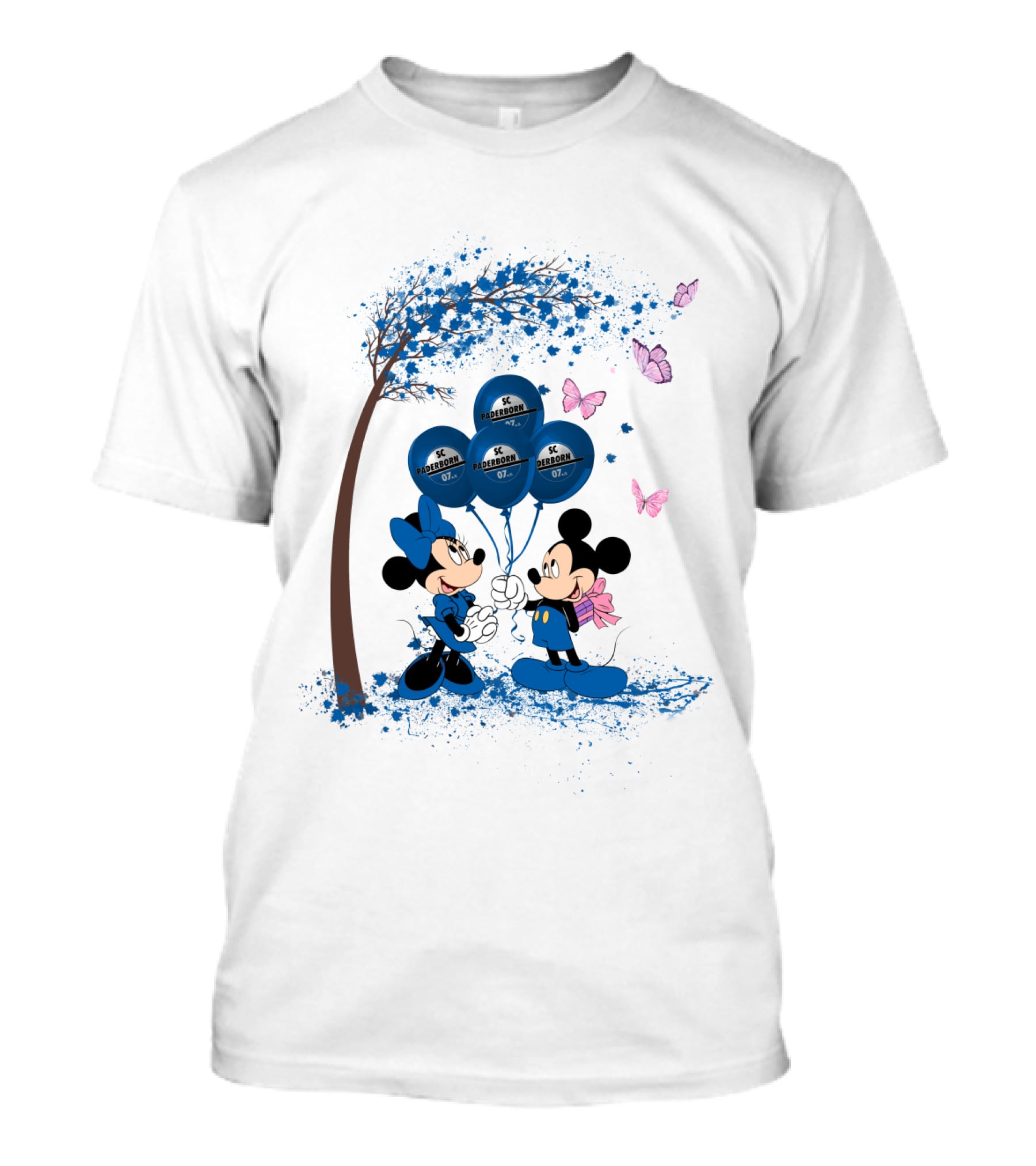 DH 29 Bundesliga SC Paderborn 07 Mickey And Minnie Balloons T-Shirt