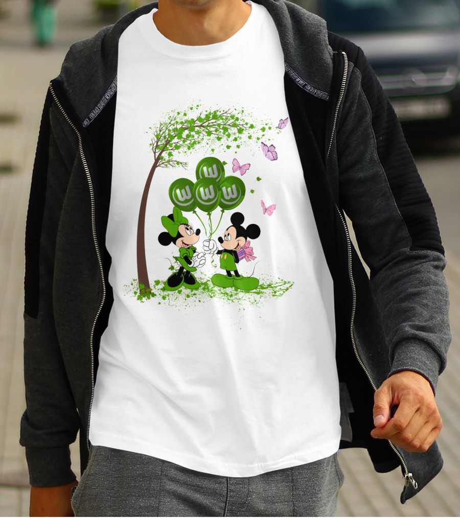 DH 29 Bundesliga VfL Wolfsburg Disney Mickey Minnie Balloons T-Shirt