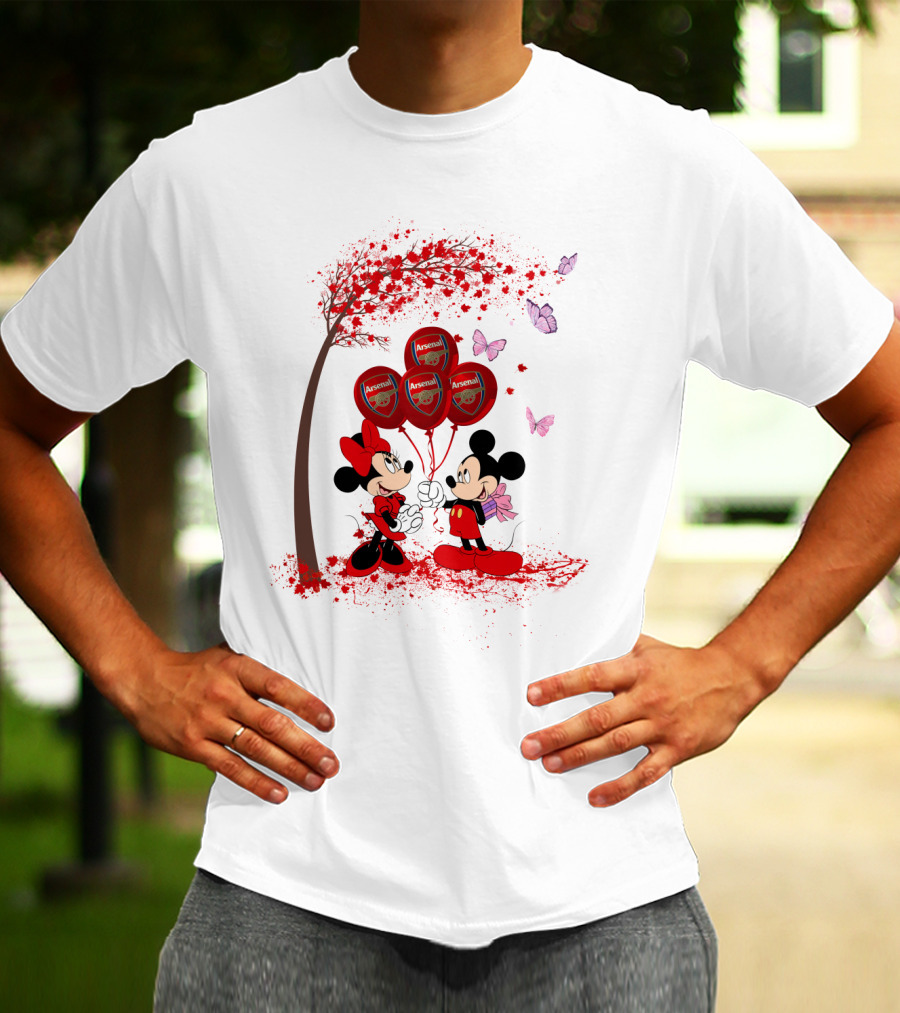 DH 29 Premier League Arsenal Mickey Minnie Balloons T-Shirt