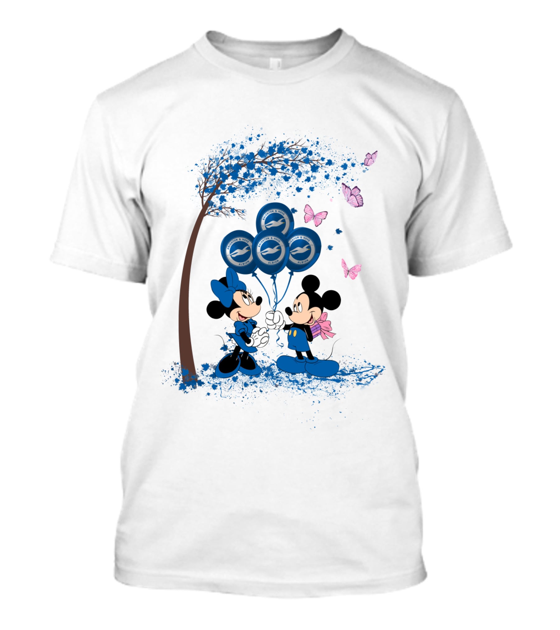 DH 29 Premier League Brighton And Hove Albion Mickey Minnie Balloons T-Shirt