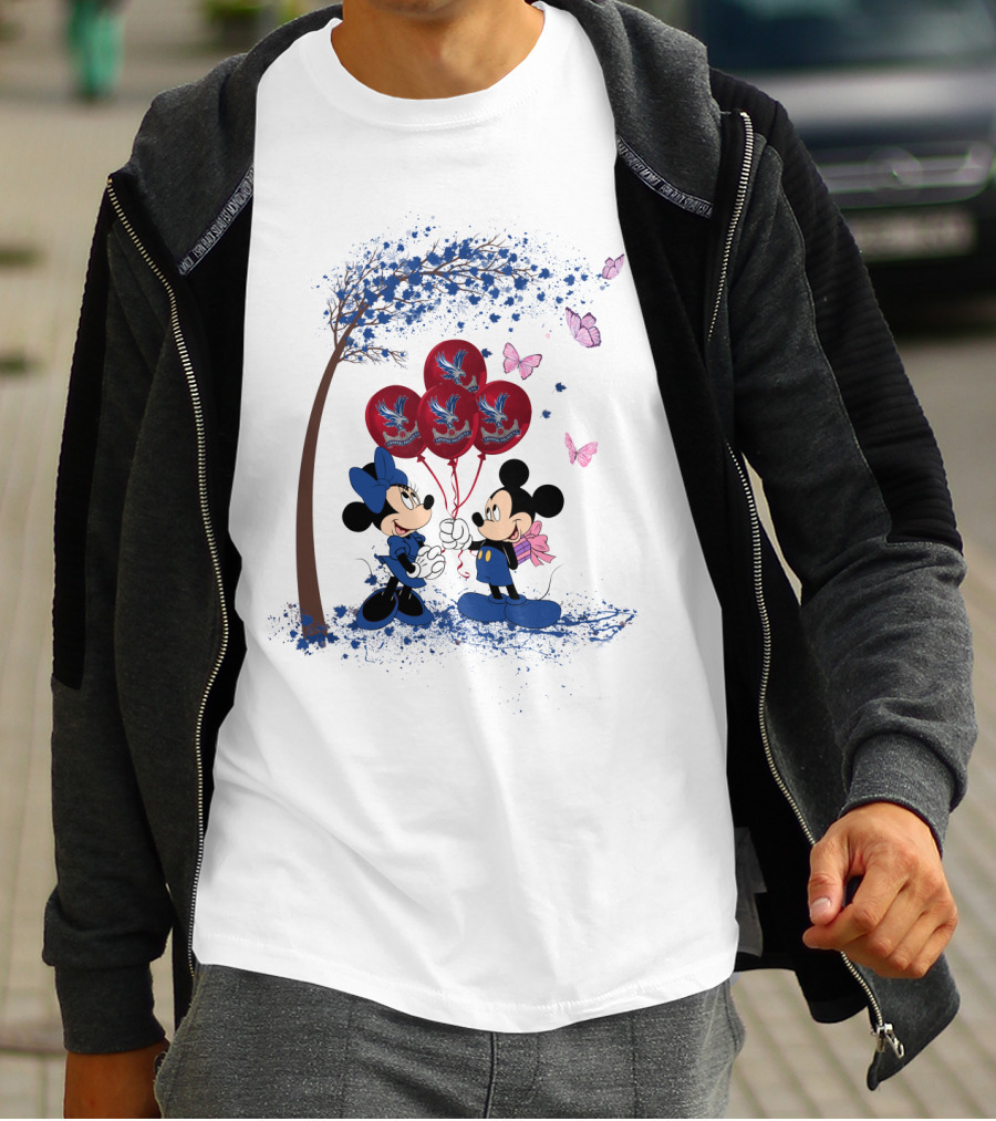 DH 29 Premier League Crystal Palace Mickey Minnie Balloons Butterflies T-Shirt