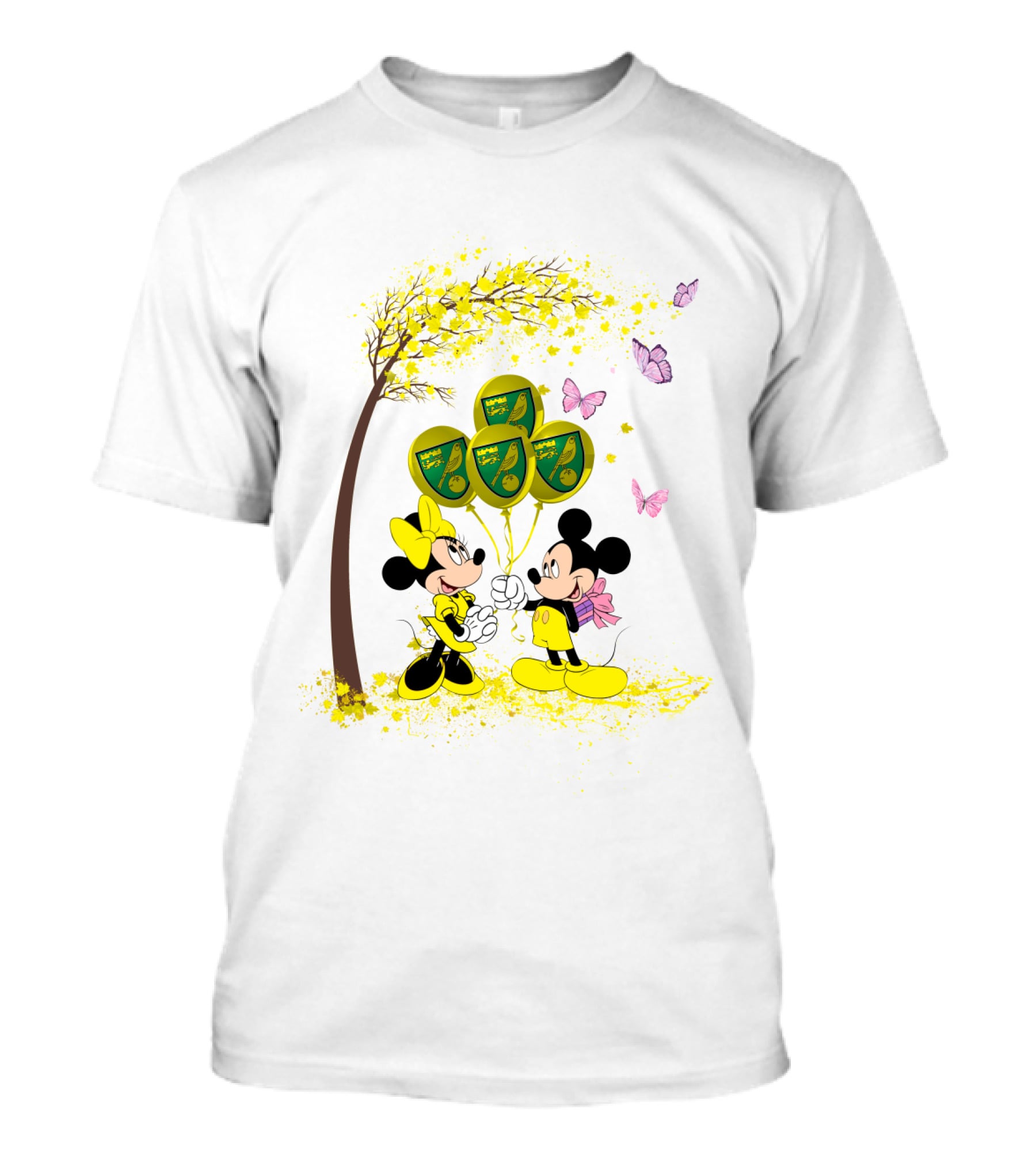 DH 29 Premier League Norwich City Mickey Minnie Balloons T-Shirt