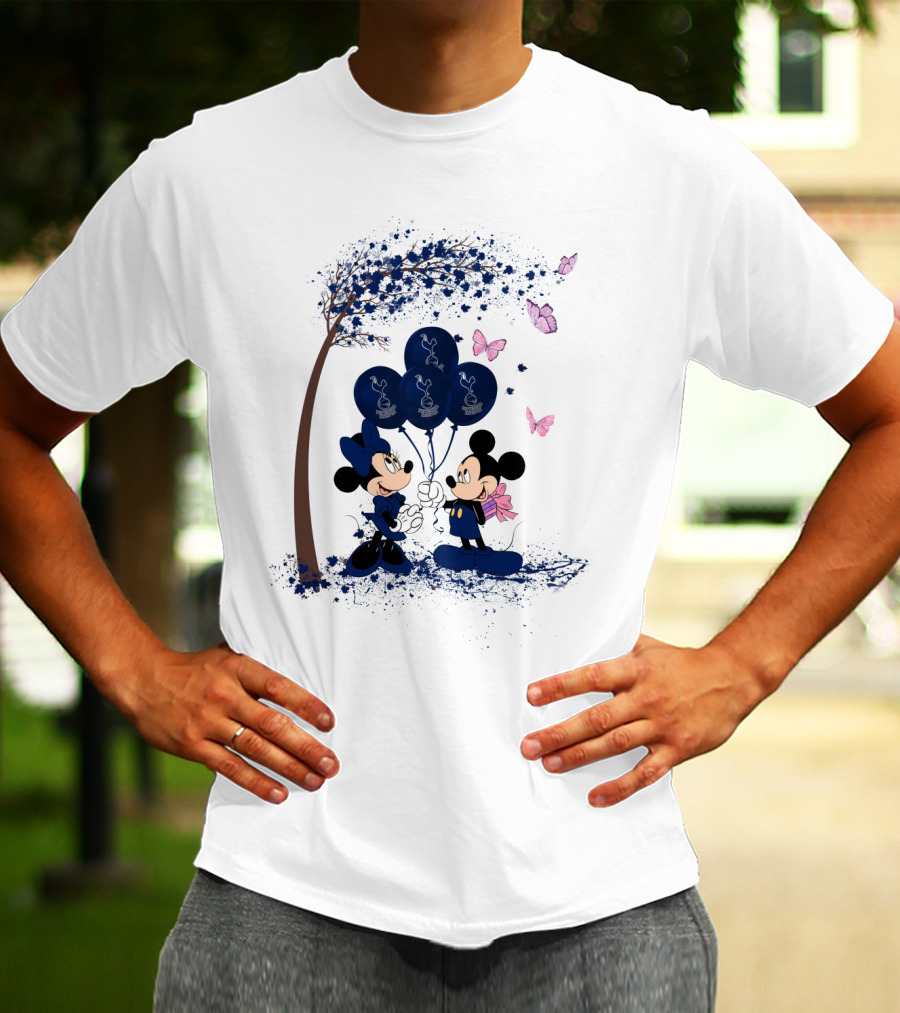 Premier League Tottenham Hotspur Mickey And Minnie Blue Balloons T-Shirt