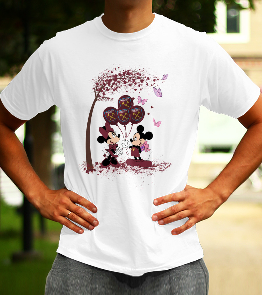 DH 29 Premier League West Ham United Balloons Minnie Mouse Mickey Mouse T-Shirt