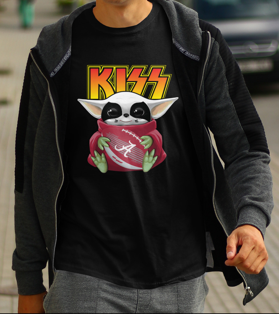 KISS Baby Yoda Alabama Crimson Tide Football T-Shirt