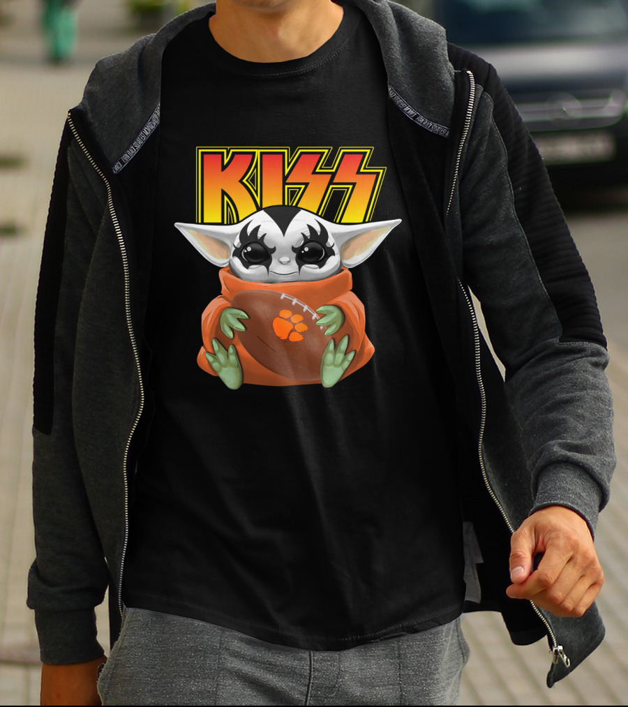 KISS Baby Yoda Gene Simmons Clemson Tigers Football T-Shirt