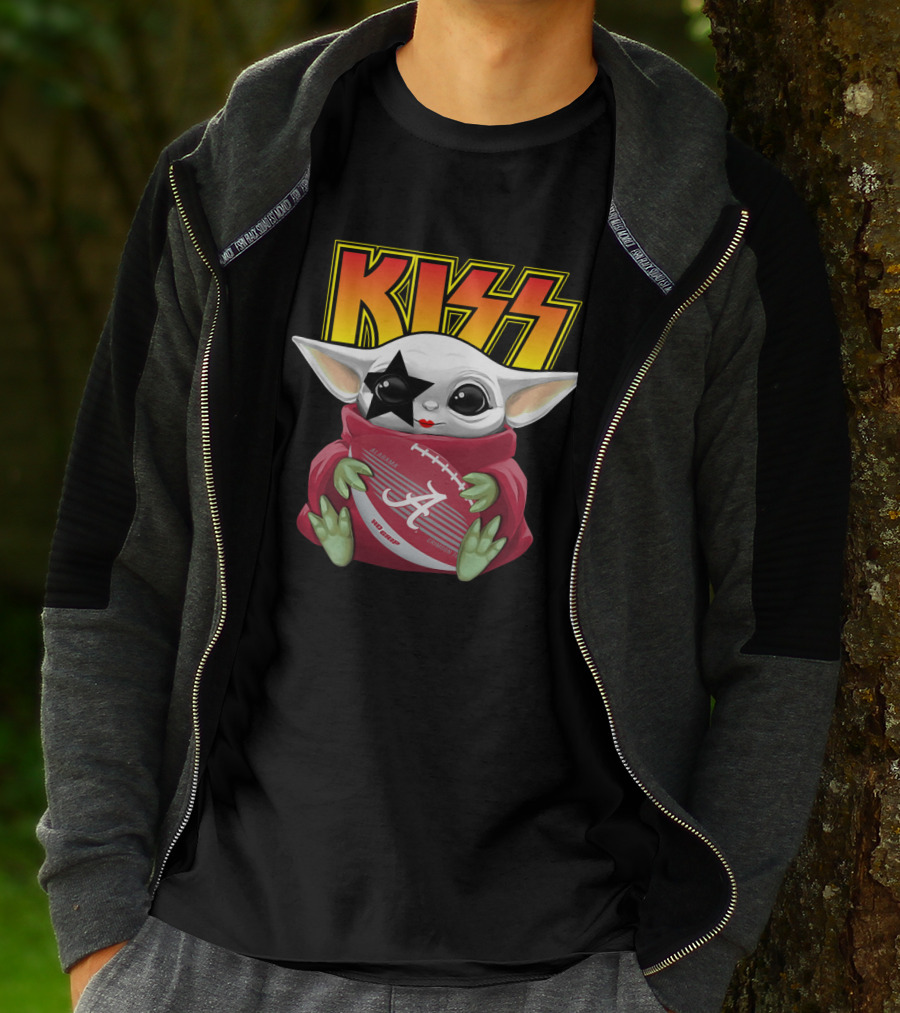 KISS Paul Stanley Baby Yoda Alabama Crimson Tide Football T-Shirt