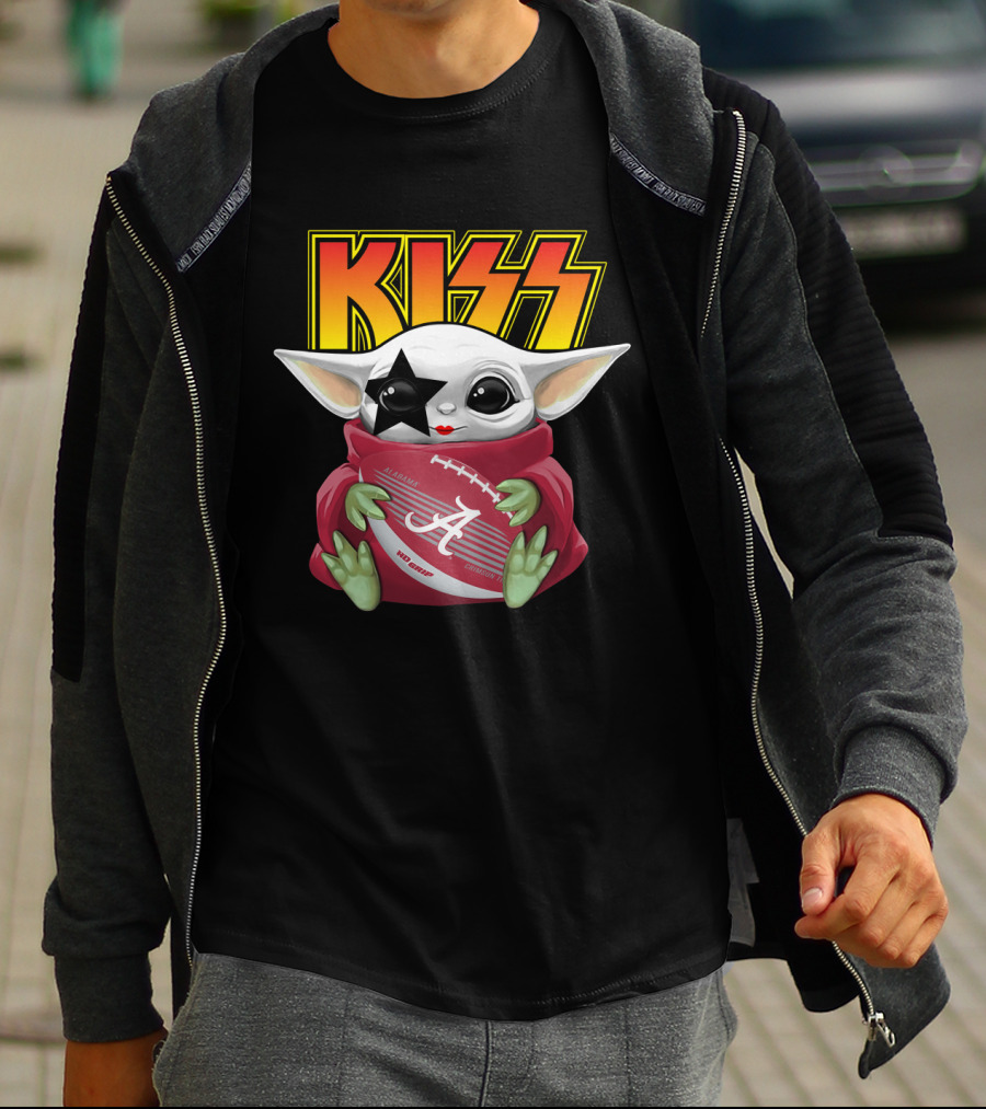 KISS Paul Stanley Baby Yoda Alabama Crimson Tide Football T-Shirt