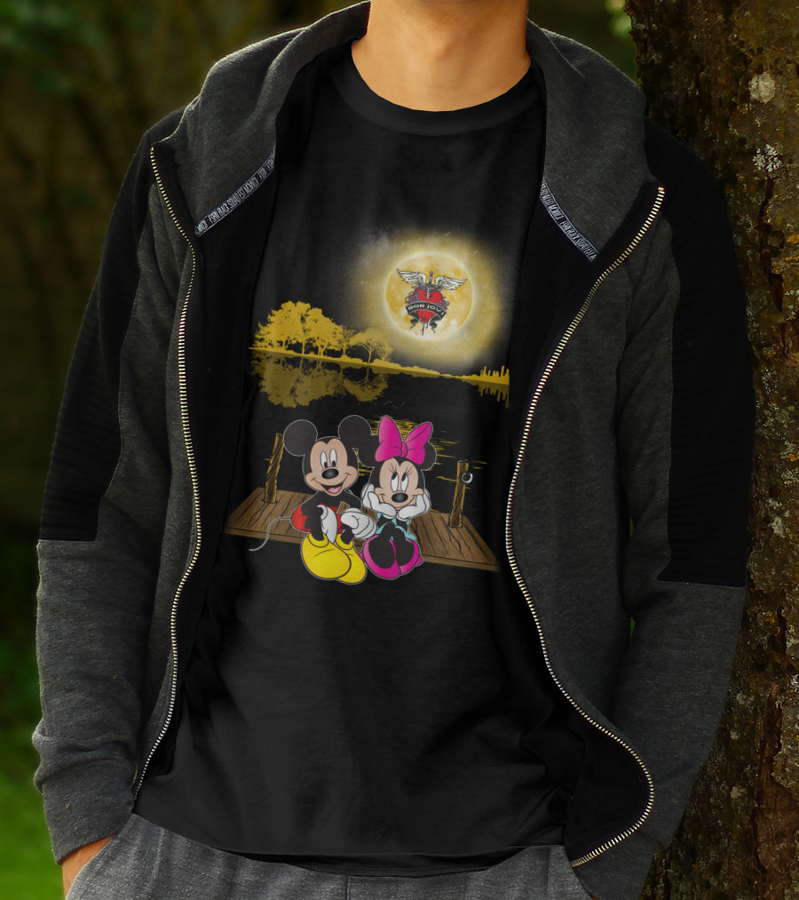 Mickey Minnie Romantic Moonlit Bon Jovi Dock Scene T-Shirt