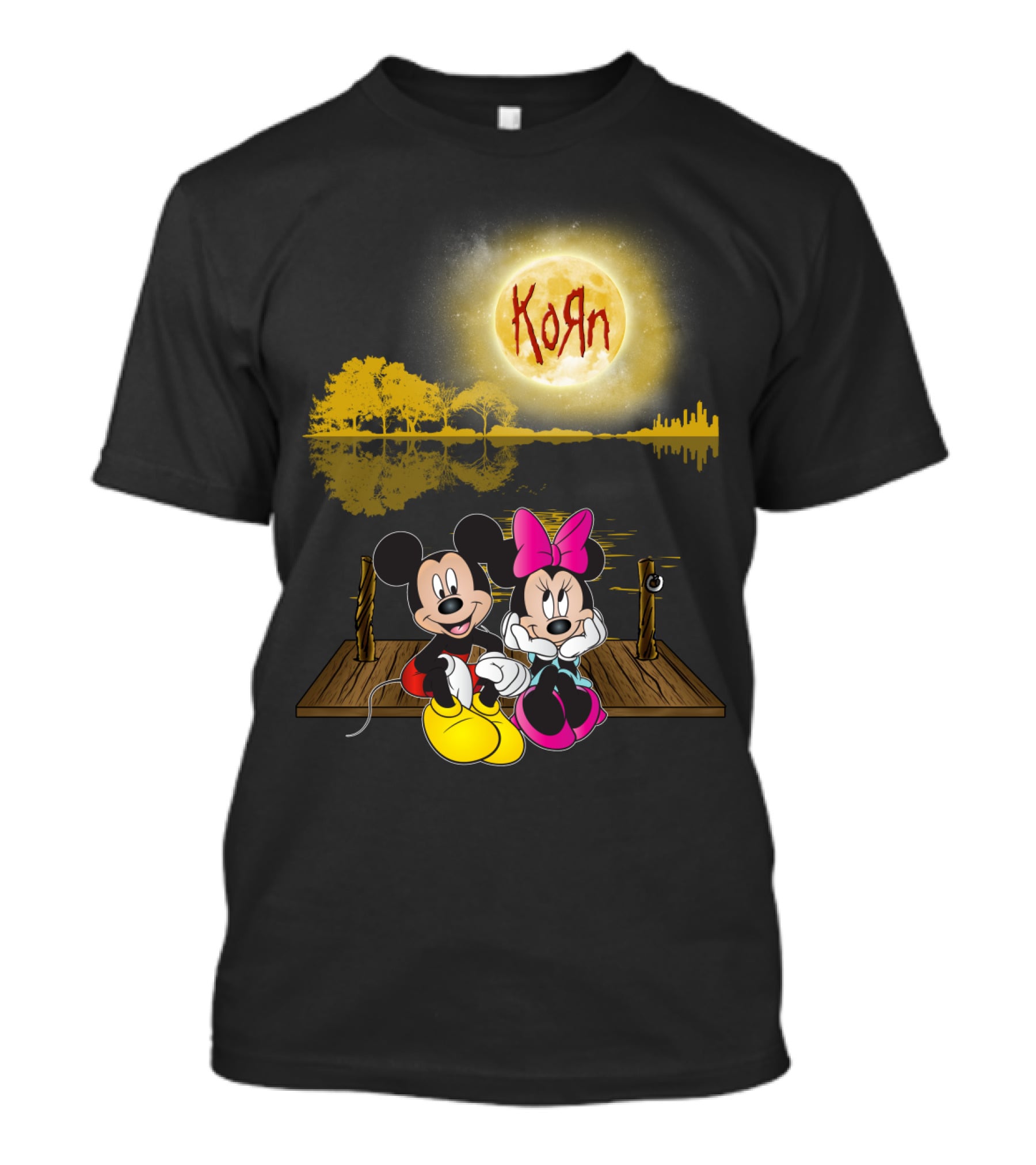 Korn Mickey And Minnie Dock Moon Scene T-Shirt