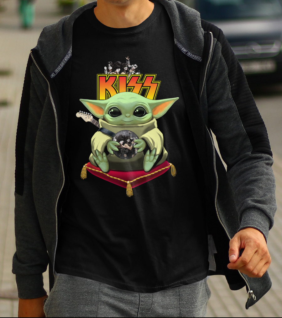 Kiss DH 35 Baby Yoda With Guitar And Band Members T-Shirt