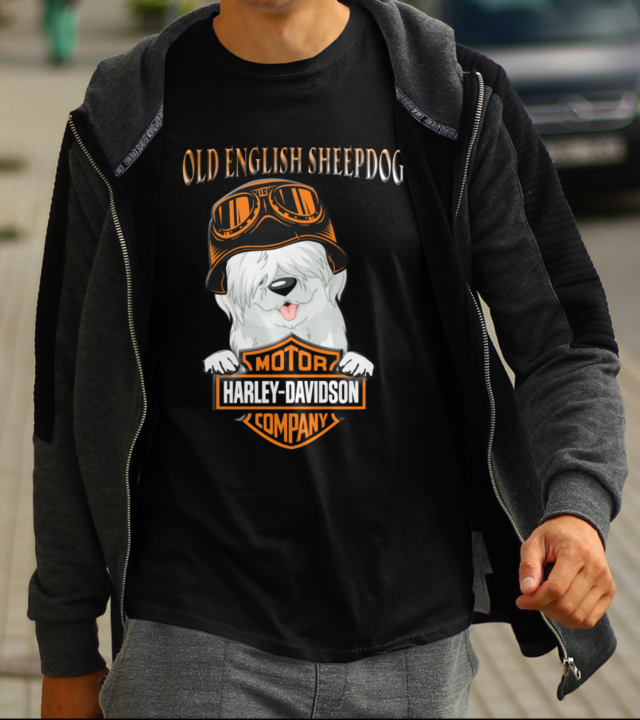 Old English Sheepdog Harley Davidson Motorcycle Company T-Shirt
