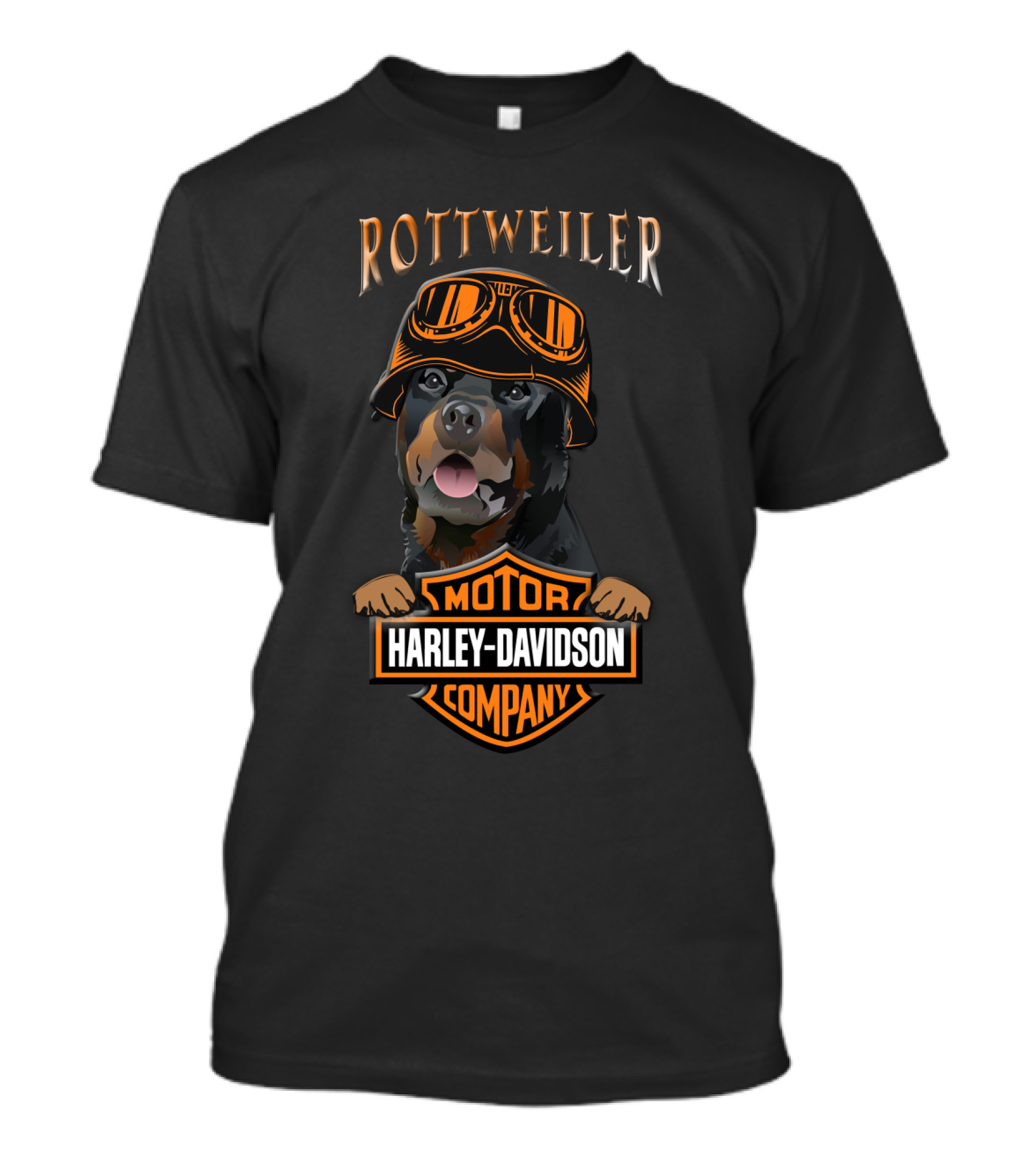 Rottweilers Harley Davidson Motorcycle Company Logo With Helmeted Dog T-Shirt