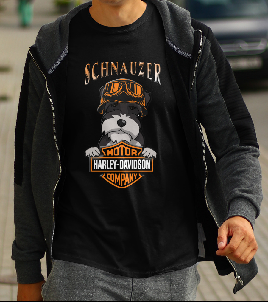 Schnauzer Harley Davidson Motor Company Goggles T-Shirt