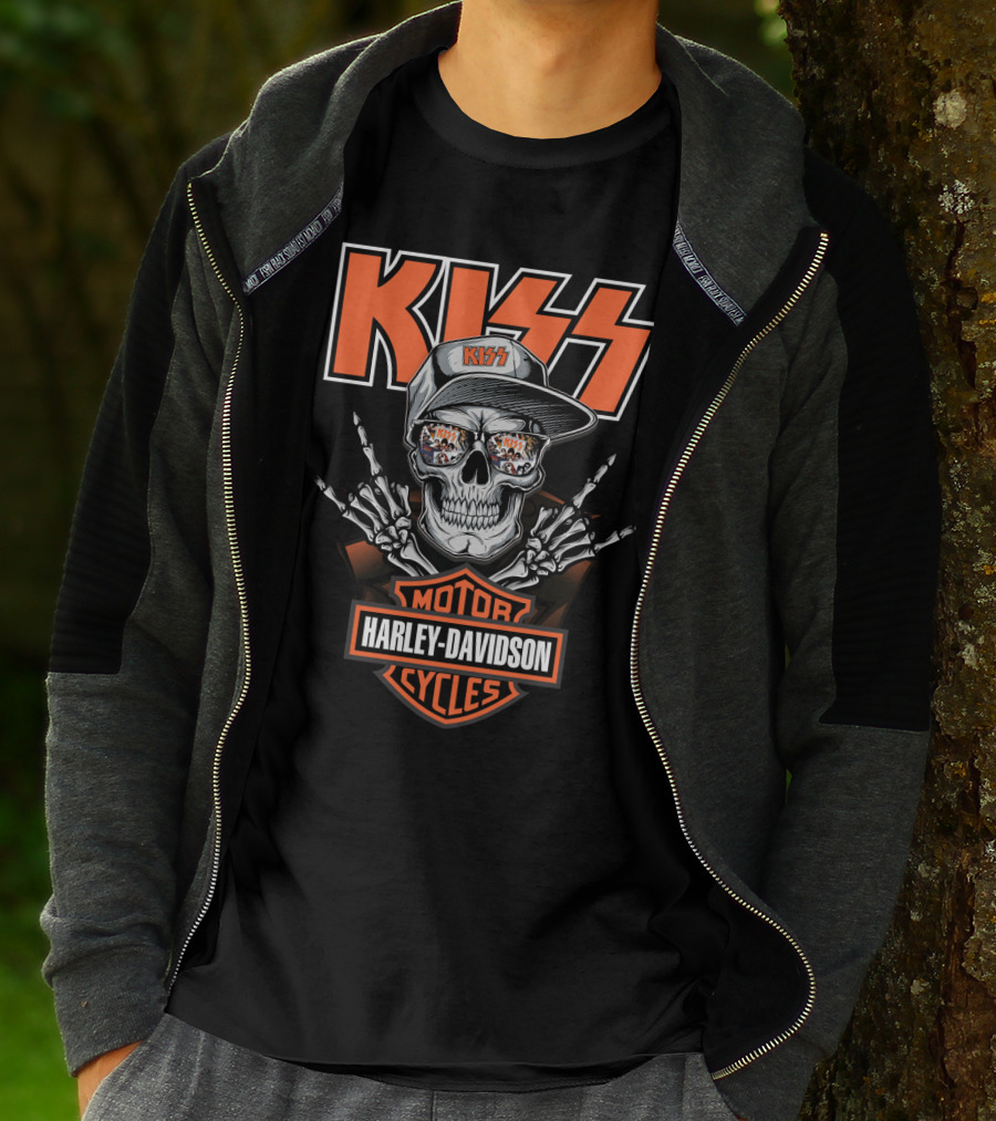 Kiss Harley Davidson Motorcycles Skull T-Shirt