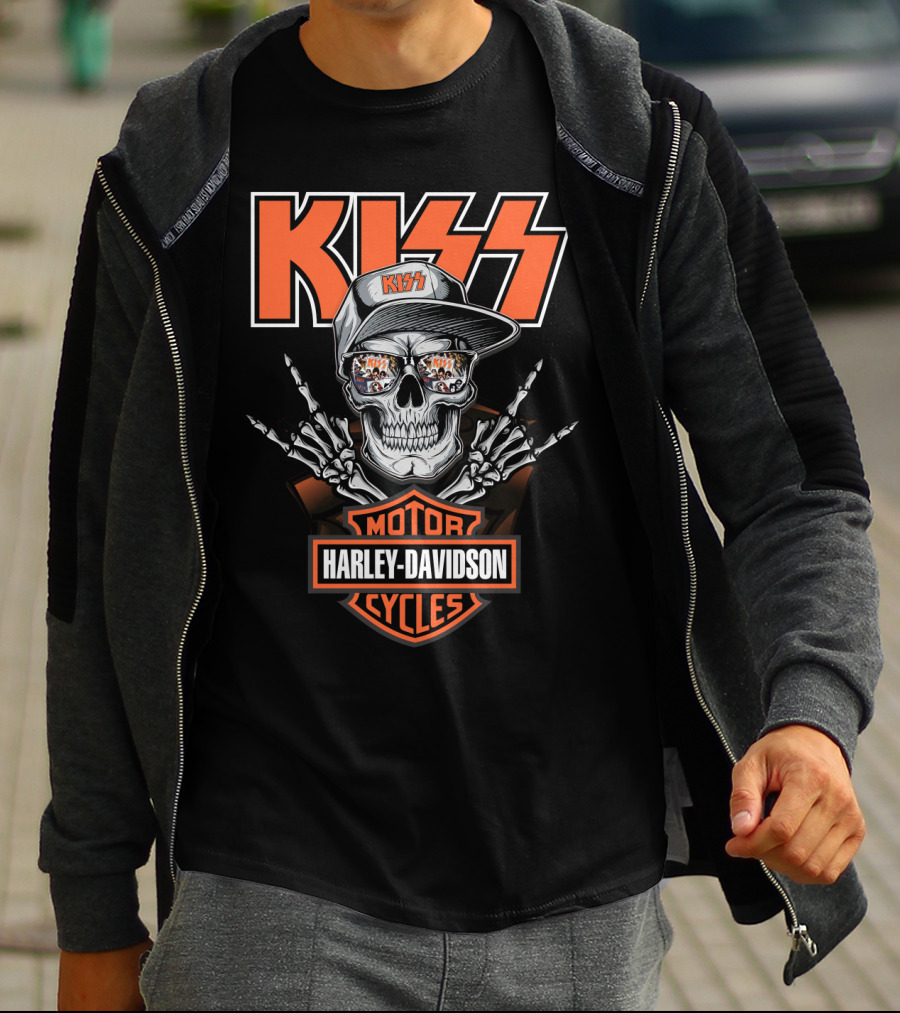 Kiss Harley Davidson Motorcycles Skull T-Shirt