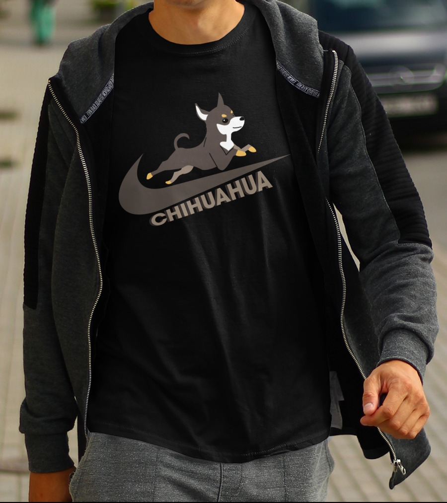 Chihuahua Jumping On Swoosh Logo Dh 36 Nike Style T-Shirt