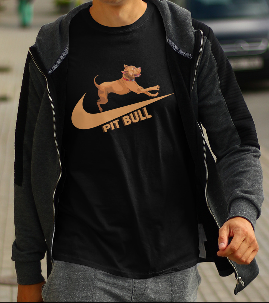 Pit Bull Nike Swoosh Dog Jumping T-Shirt
