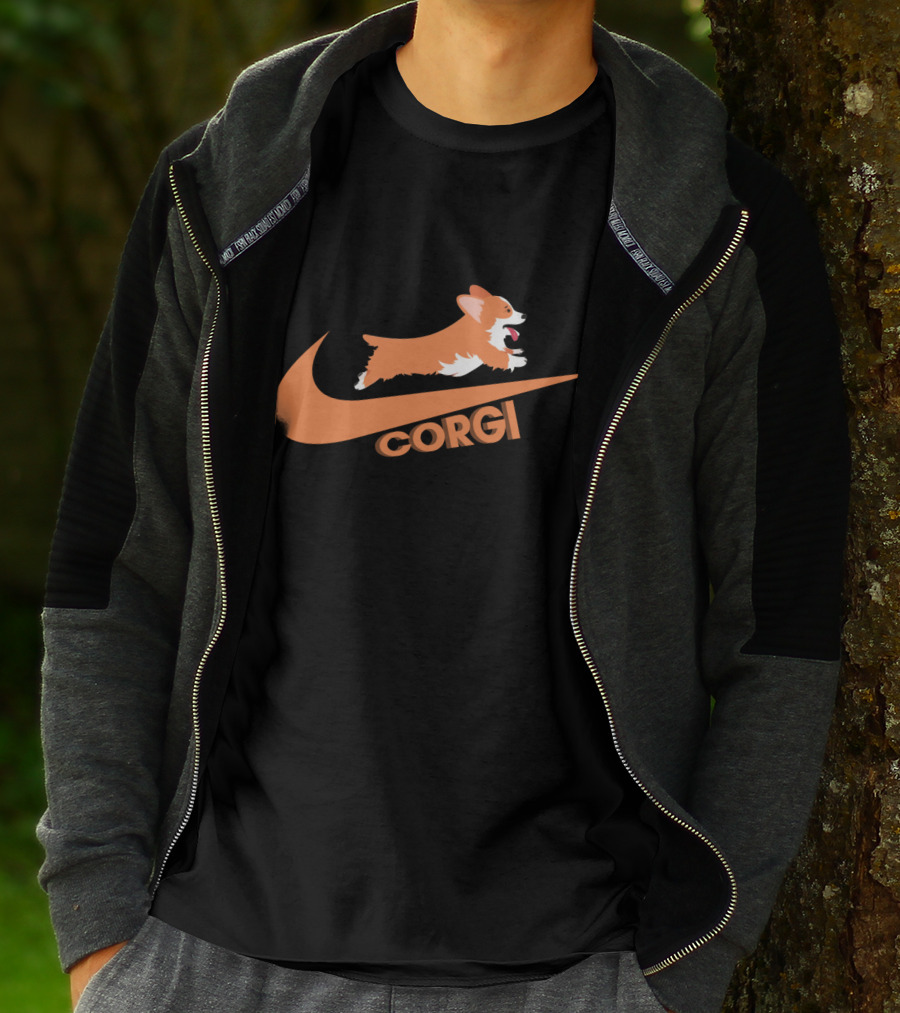 Corgi Jumping Nike Swoosh T-Shirt
