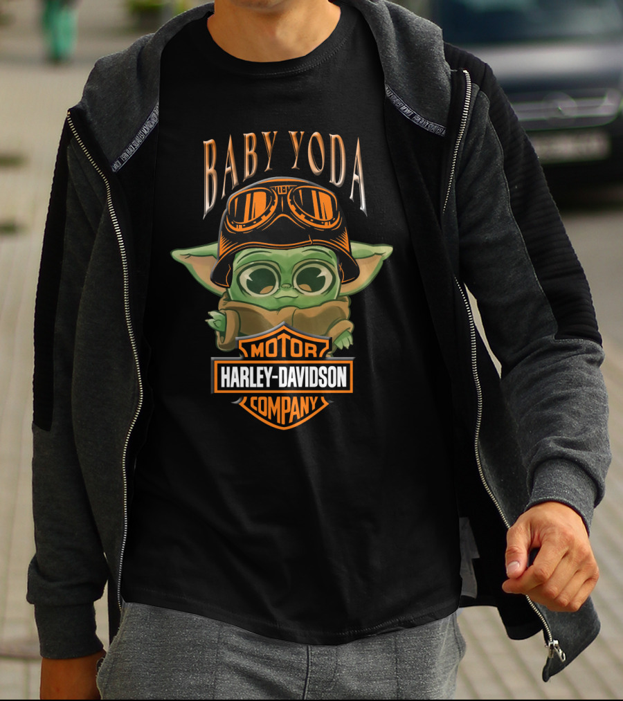 Baby Yoda Harley Davidson Motor Company Cute Dh 33 01 Motorcycle T-Shirt