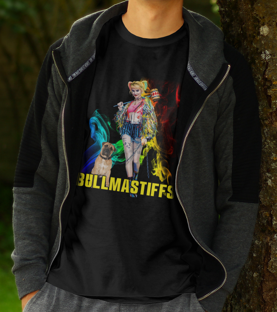 Harley Quinn Bullmastiffs Colorful Smoke Hammer T-Shirt